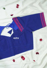 Navy Blue - Customised Mangalgiri Cotton Ready Made Blouse