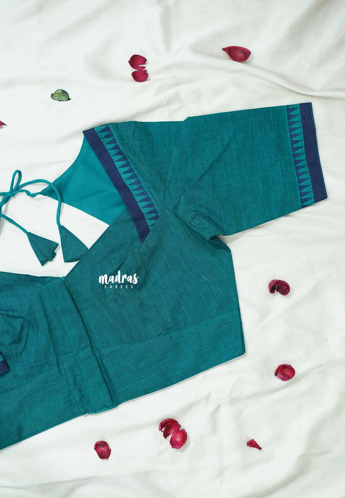 Teal Green - Customised Mangalgiri Cotton Ready Made Blouse