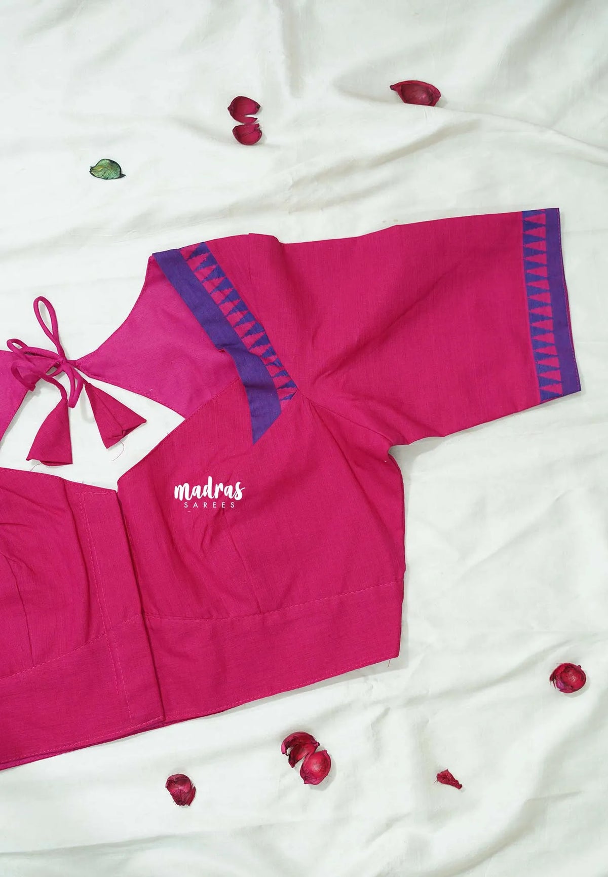 Queen's Pink - Customised Mangalgiri Cotton Ready Made Blouse