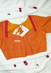 Orange - Customised Mangalgiri Cotton Ready Made Blouse