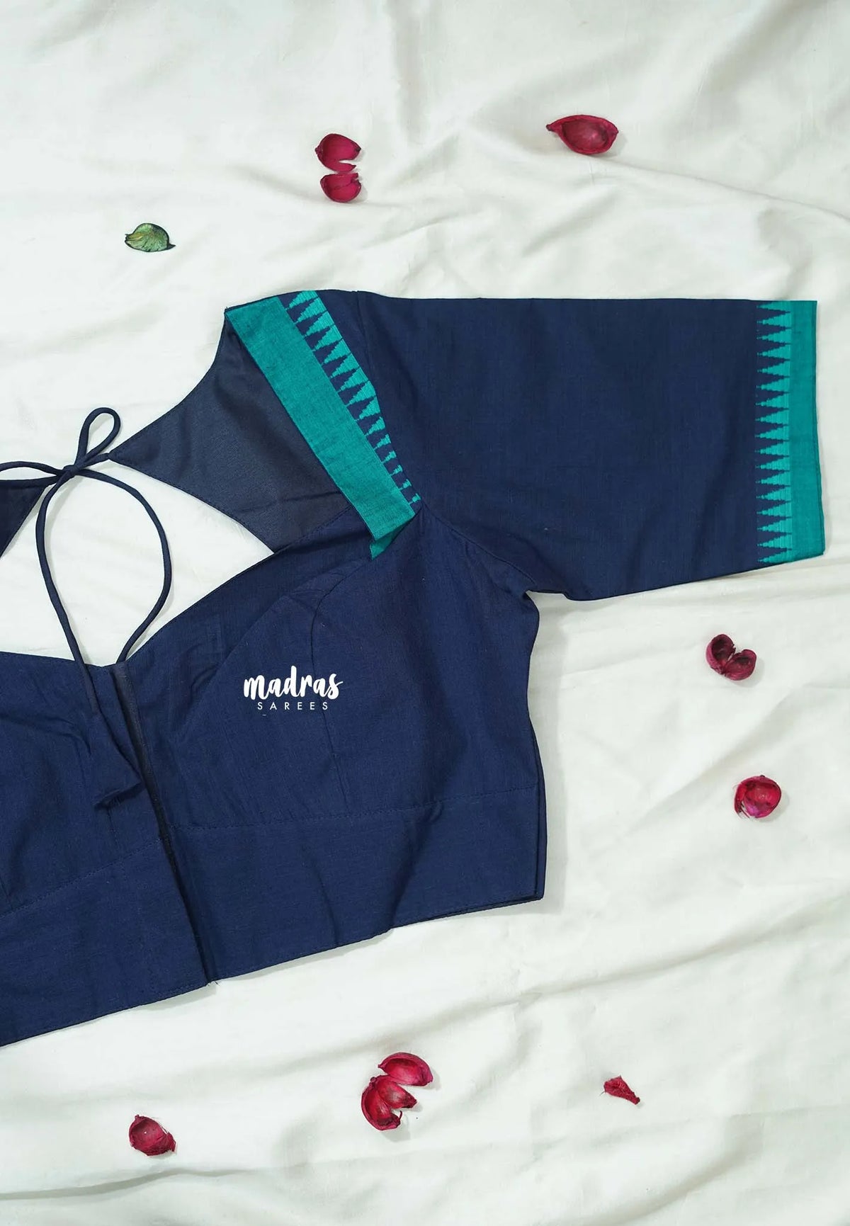 Midnight Blue - Customised Mangalgiri Cotton Ready Made Blouse