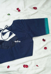 Midnight Blue - Customised Mangalgiri Cotton Ready Made Blouse