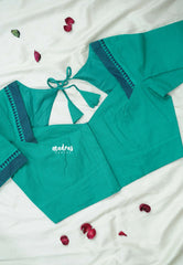 Ocean Green - Customised Mangalgiri Cotton Ready Made Blouse