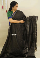 Dark Chocolate Brown - Khadi Silk with with double border - Best for Office Wear
