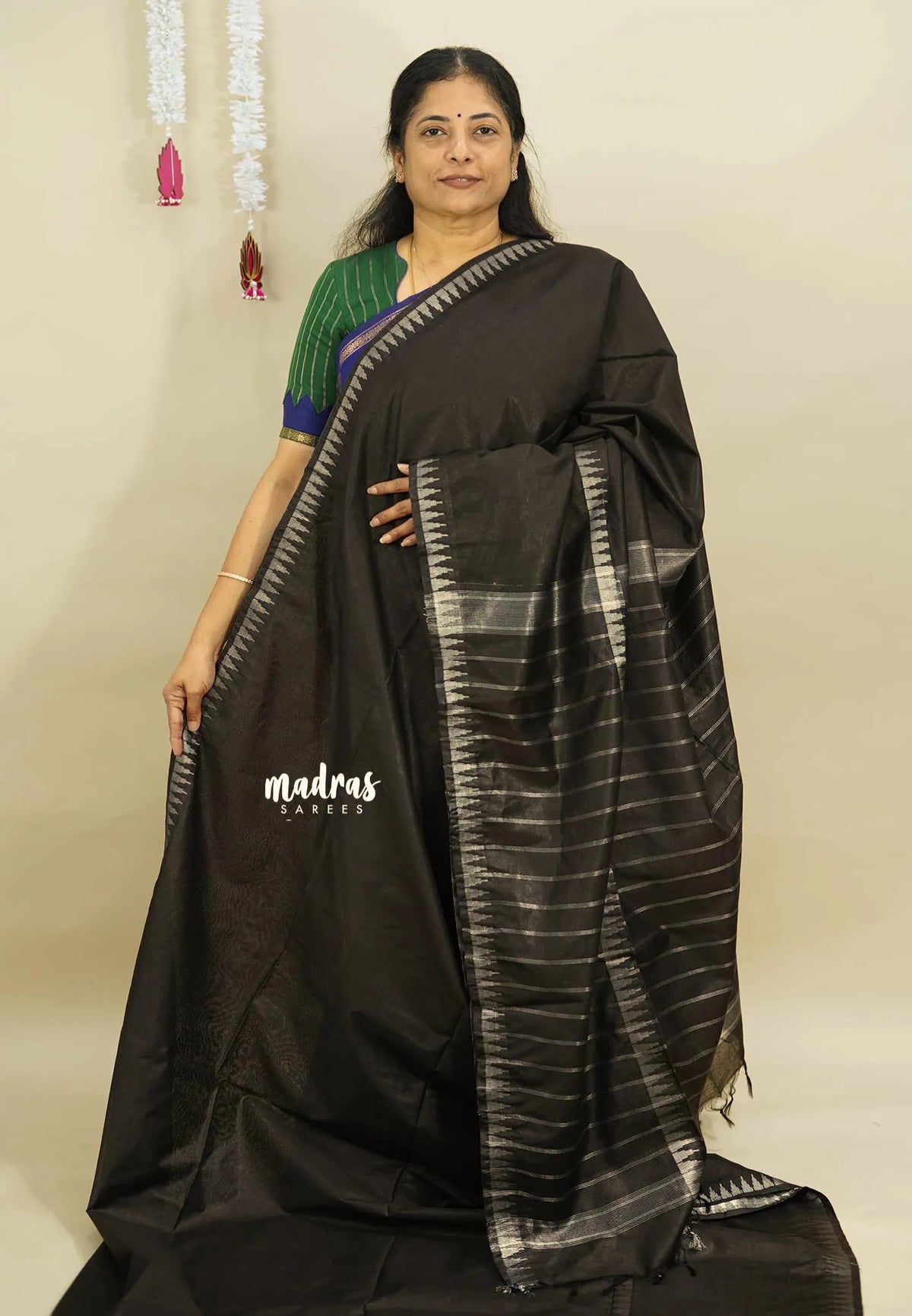 Dark Chocolate Brown - Khadi Silk with with double border - Best for Office Wear