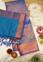 Devasena - Soft silk  Pavadai Thavani / Half saree - Tri color Blue with Purple shades - Material