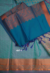 Devasena - Soft silk  Pavadai Thavani / Half saree - Tri color Ananda Blue shades - Material