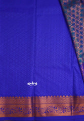 Devasena - Soft silk  Pavadai Thavani / Half saree - Tri color Peacock Blue shades - Material