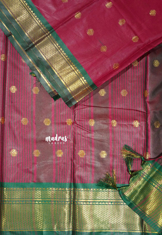 Reddish Pink Glow - Sico Gadwal semi silk