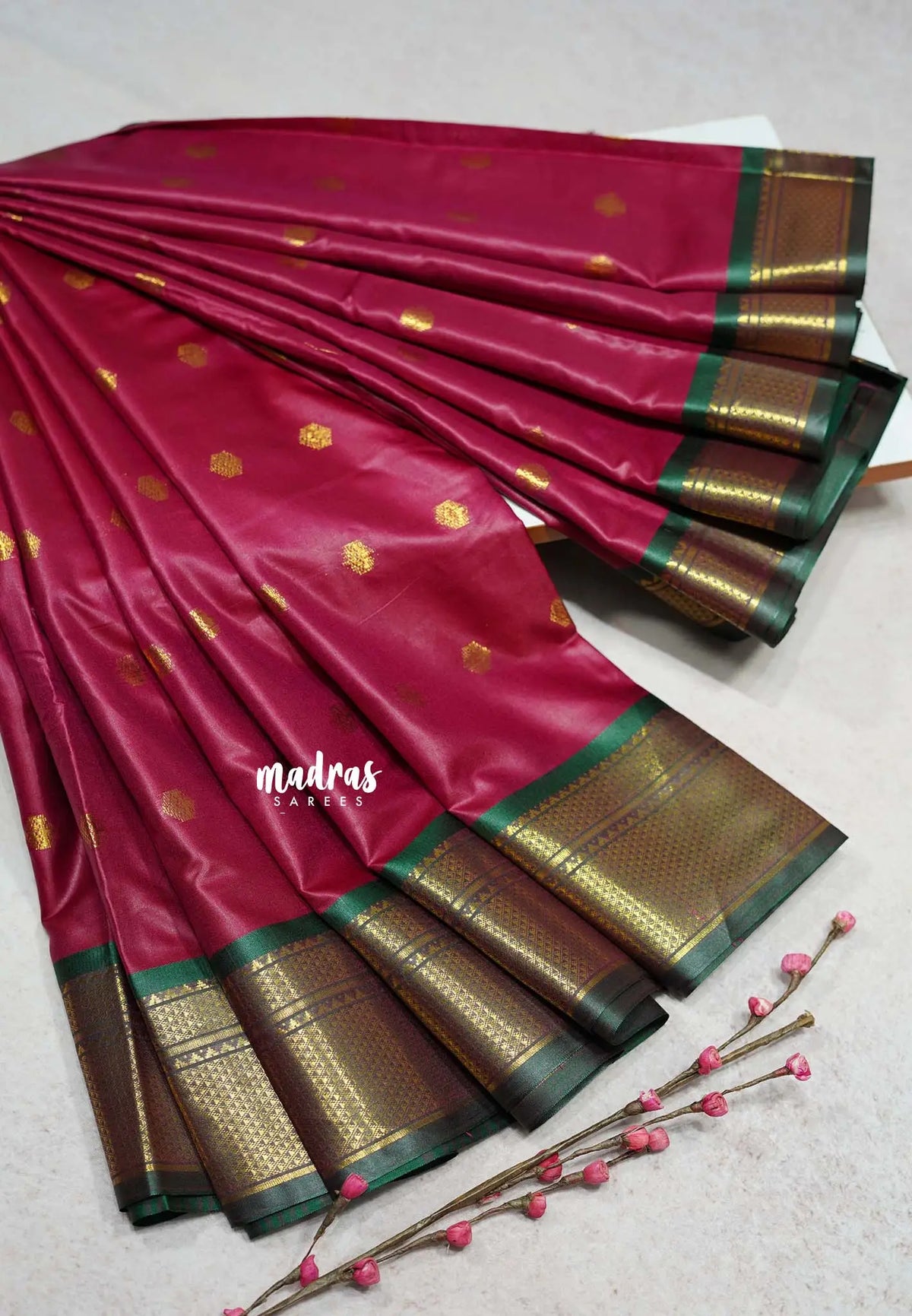 Reddish Pink Glow - Sico Gadwal semi silk