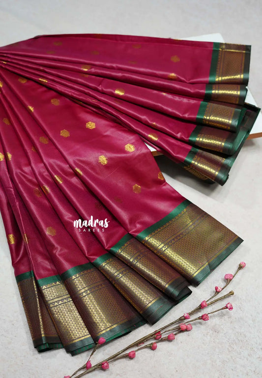 Reddish Pink Glow - Sico Gadwal semi silk