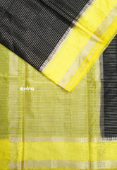 Black - Banarasi soft katan silk zari lines weaving with designer blouse - Durga