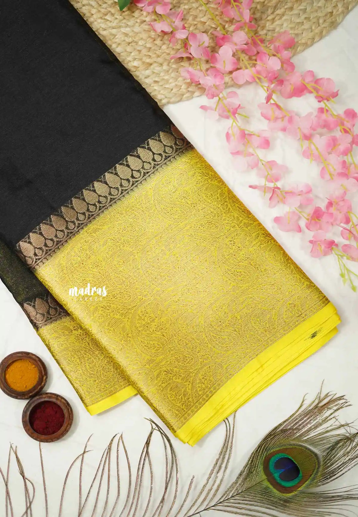 Durga - Traditional Banarasi warm silk saree - Black