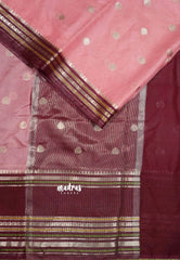 Baby pink - Durga - Banarasi soft katan silk with big border