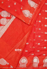 Chilli Red - Durga - Banarasi soft katan silk
