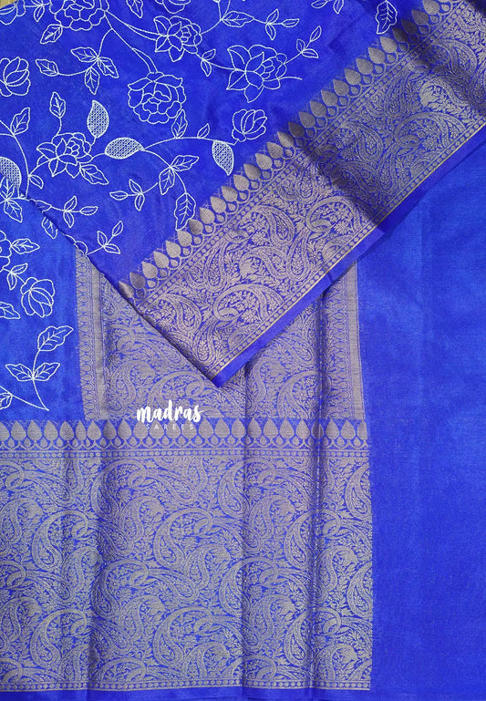 MS Blue - Durga - Banarasi katan silk with embroidery