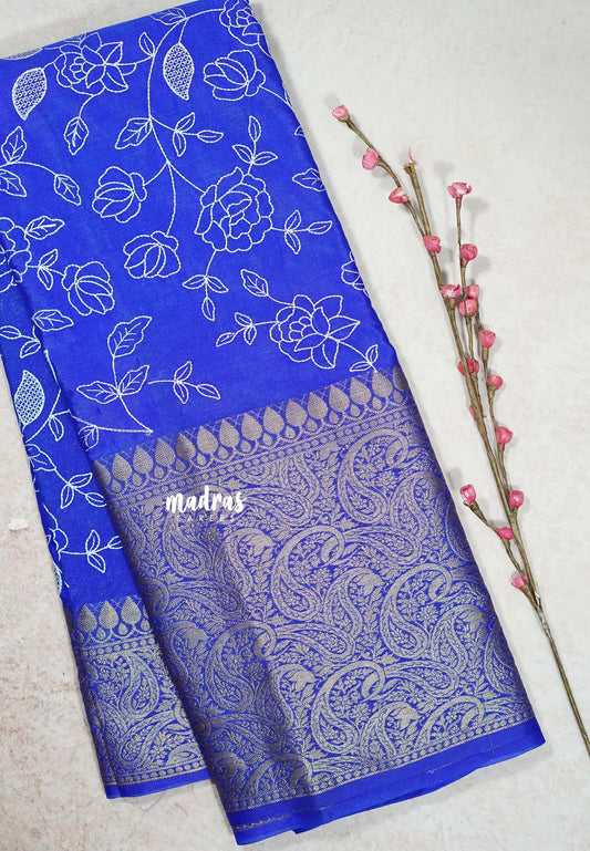 MS Blue - Durga - Banarasi katan silk with embroidery