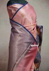 Durga - Banarasi katan silk horiozontal stripes weaving - Rosegold pink