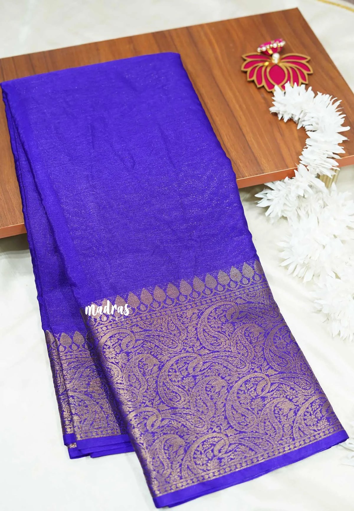Violet blue - Durga - Traditional Banarasi warm silk saree
