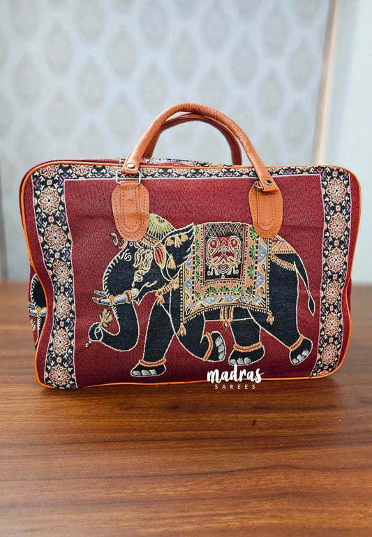 Maroon - Canvas Duffle / travel Bag – Ethnic Elephant weaving