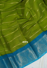 Olive Mehndi Green - Fancy cotton Saree with Sungudi Design with Peacock Border - Perfect for Office Wear | Summer Wear | Casual Wear