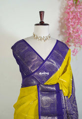 Greenish Yellow - Fancy cotton Saree with Sungudi Design with Peacock Border - Perfect for Office Wear | Summer Wear | Casual Wear