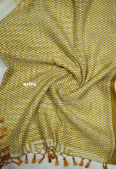 Jasmine Fancy Jute white based puzzle prints saree - Mehendi green