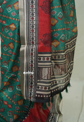 Peacock Green - Jasmine - Fancy Jute with Small Border - Perfect for Office Wear | Casual Wear