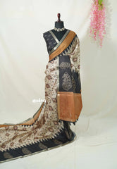 Ivory Beige - Jasmine - Fancy Jute with Small Border - Perfect for Office Wear | Casual Wear