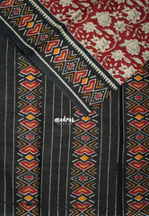 Dark Red-D2 - Fine Quality Pure Cotton Saree Kalamkari Body Patola Ikkat Border and Pallu - Perfect for Regular Wear | Casual Wear | Summer Wear