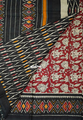 Dark Red-D2 - Fine Quality Pure Cotton Saree Kalamkari Body Patola Ikkat Border and Pallu - Perfect for Regular Wear | Casual Wear | Summer Wear