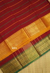 Fusion chettinad cotton Horizontal lines Maroon Ganga Jamuna Border