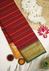 Fusion chettinad cotton Horizontal lines Maroon Ganga Jamuna Border