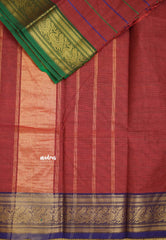 Fusion chettinad cotton Horizontal lines Onion pink with Ganga Jamuna Border