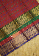 Fusion chettinad cotton Horizontal lines Onion pink with Ganga Jamuna Border