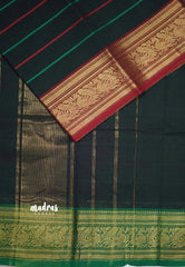 Fusion chettinad cotton Horizontal lines with Ganga Jamuna Border - Black