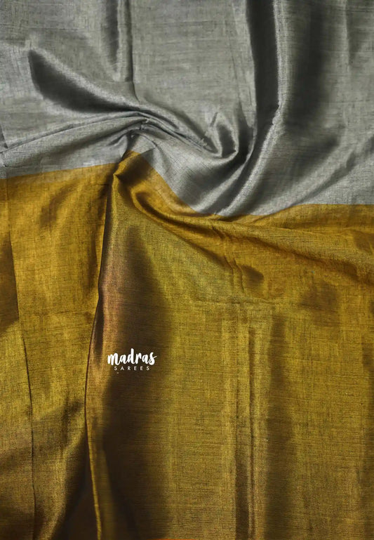 Soft Gold and silver Half and Half Tissue khadi