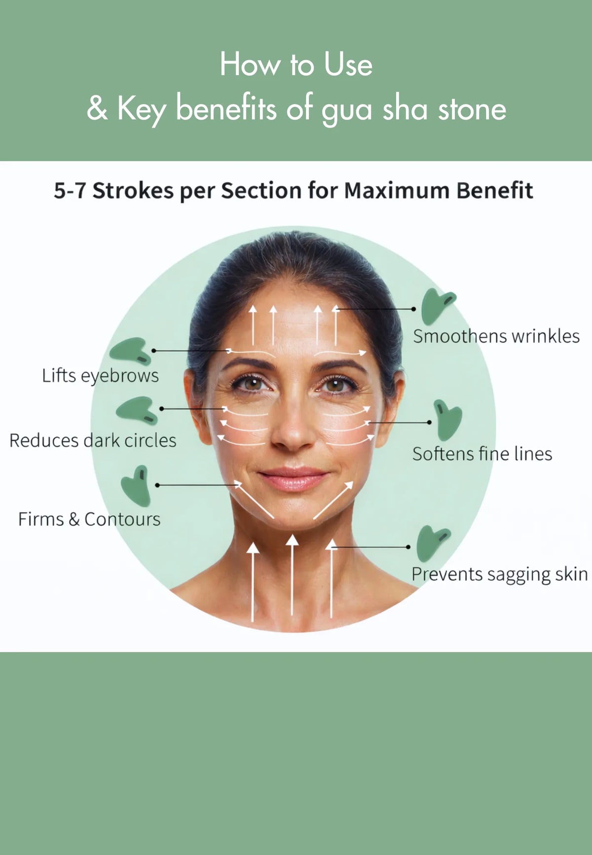 Gua Sha Facial Tool | Gua Sha Heart - Natural Jade Stone Massager | Face Sculpting | Reduce puffiness and facial tension