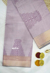 Haasini - Soft Bamboo cotton with kolam Murugan temple prints - Pastel Lavender