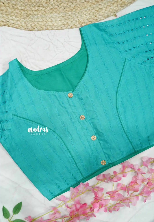 Sea Green - Aazhi hakoba cotton blouse