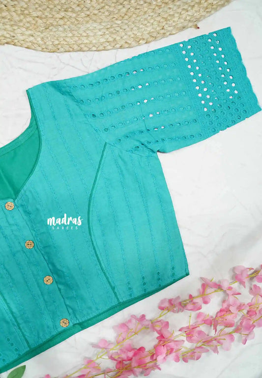 Sea Green - Aazhi hakoba cotton blouse