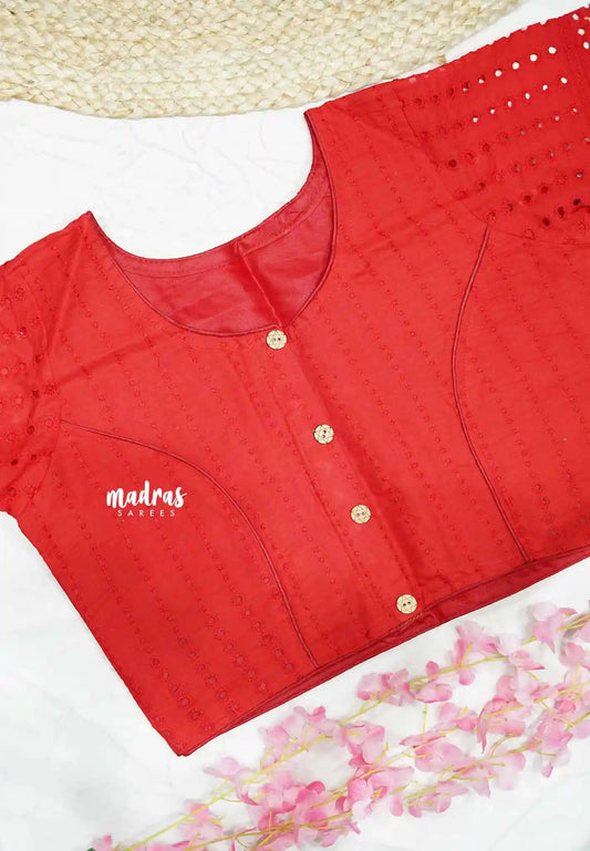 Red - Aazhi hakoba cotton blouse
