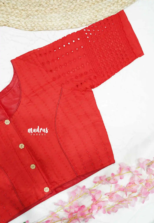 Red - Aazhi hakoba cotton blouse