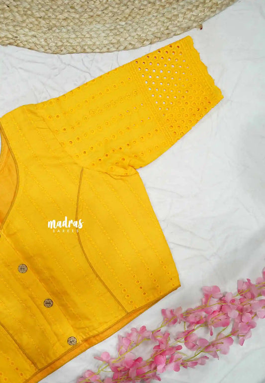 Mango Yellow 2 - Aazhi hakoba cotton blouse