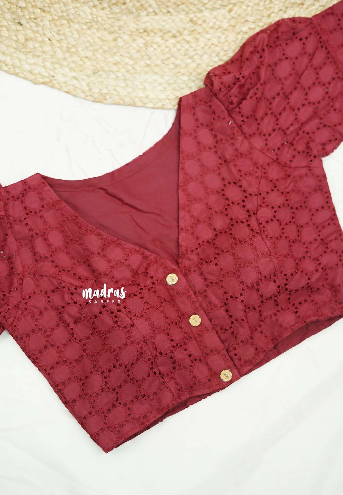 Aazhi pure cotton hakoba blouse - Maroon