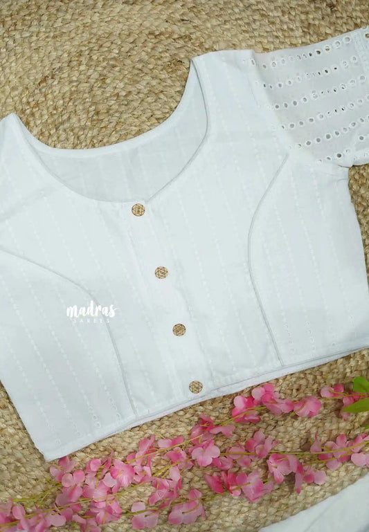 White - Aazhi hakoba cotton blouse