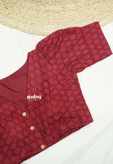 Aazhi pure cotton hakoba blouse - Maroon