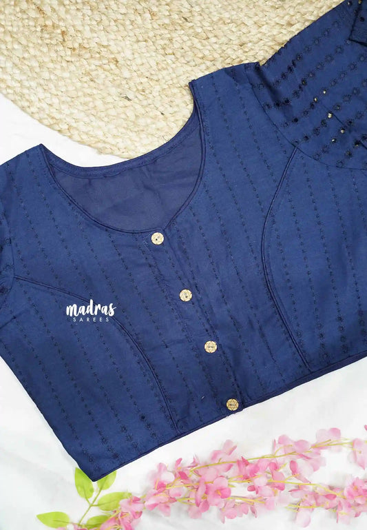 Navy Blue - Aazhi hakoba cotton blouse