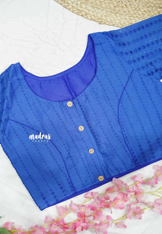 Ink Blue - Aazhi hakoba cotton blouse