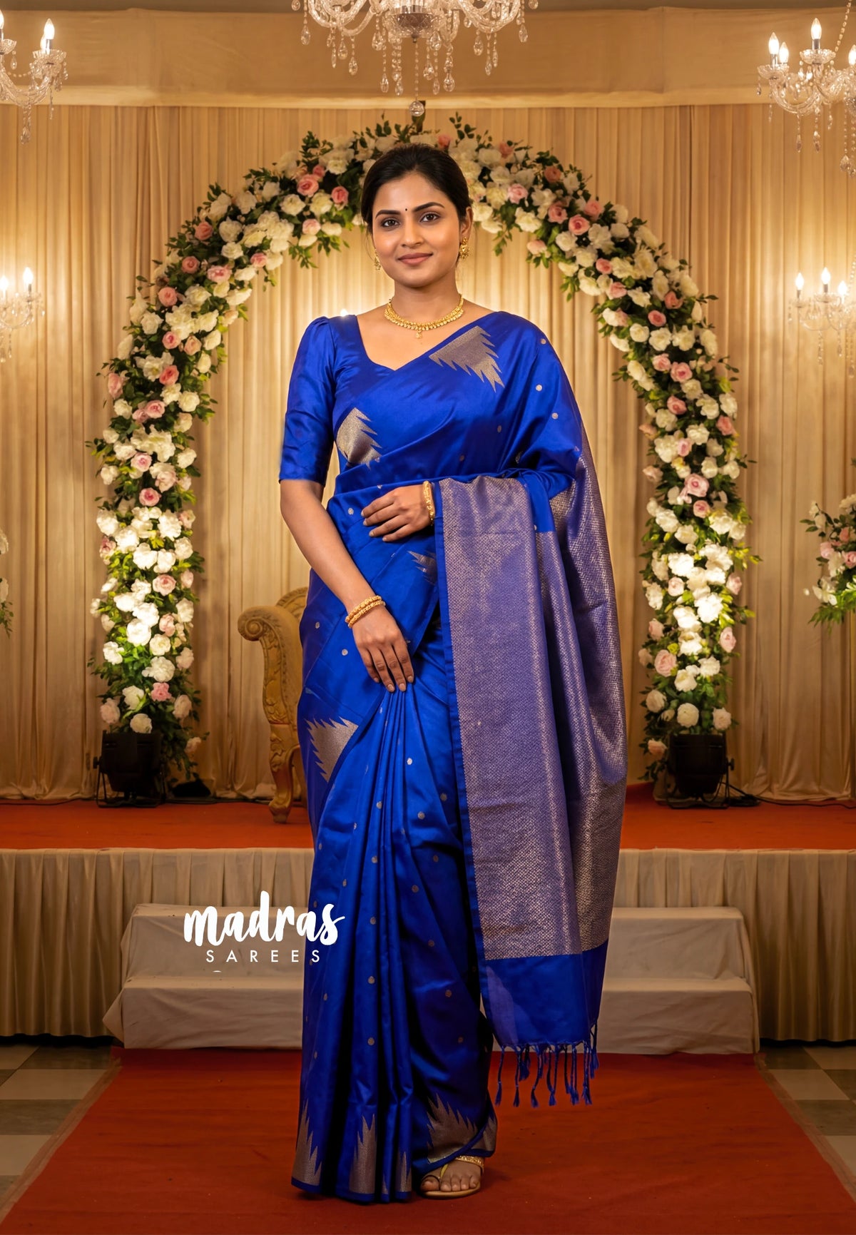MS Blue - Hamsavalli – Soft Silk Elegance saree with temple weaving rich pallu